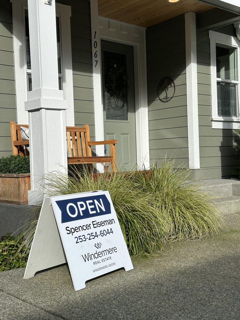 Open Houses in the South Puget Sound, Spencer Eiseman's sign