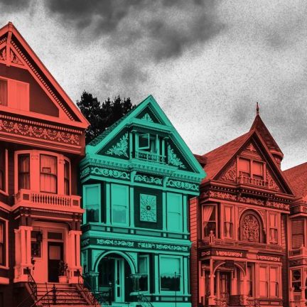 Houses in a row visualizing the idea of timing the market